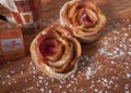 Home cooking Ã¢â¬â rose-shaped apple tarts Royalty Free Stock Photo